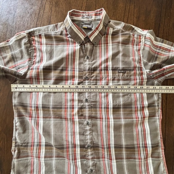 Eddie Bauer Classic Fit short sleeve cotton blend plaid button down shirt size L - Picture 13 of 16